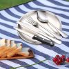 two set of 10 portable stainless steel tableware, suitable for hotels/restaurants/gatherings, hiking, and camping adventures. There are plates, forks