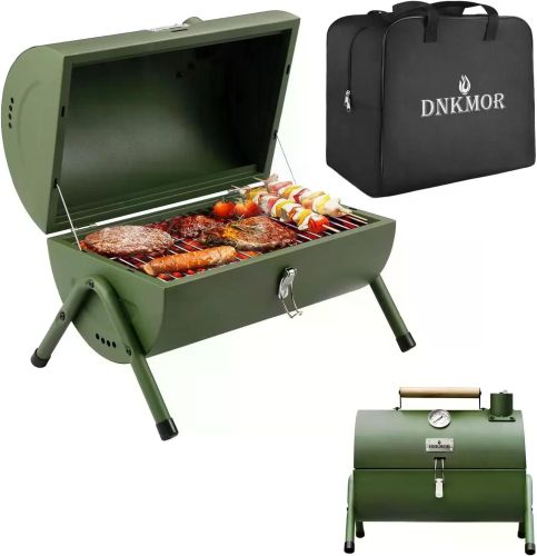 Portable Charcoal Grill, Tabletop Outdoor Barbecue Smoker, Small BBQ Grill for Outdoor Cooking Backyard Camping Picnics Beach