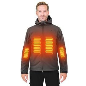 Heated Jacket For Men ANTARCTICA GEAR Winter Coat With 12V 16000mAh Battery Pack, Soft Shell Heating Hood Jacket (Option: Grey-L)